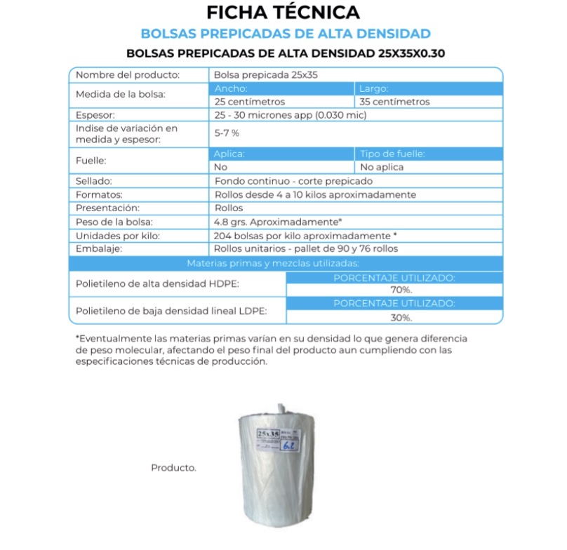 BOLSA PREPICADA 25X35X9K