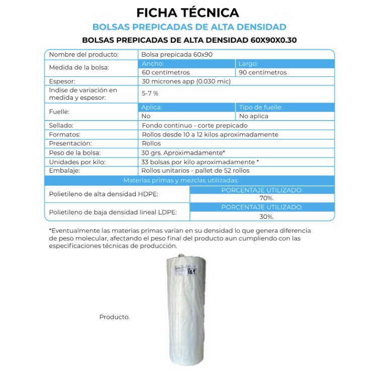 BOLSA PREPICADA 60X90X10K