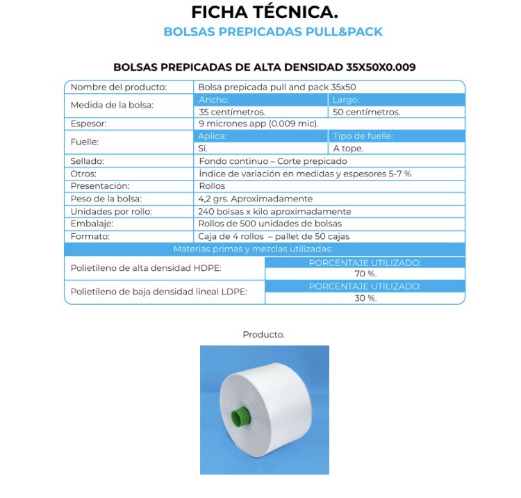 BOLSA PULL&PACK 35X50 500 UN ESTANDAR NACIONAL (1X4)