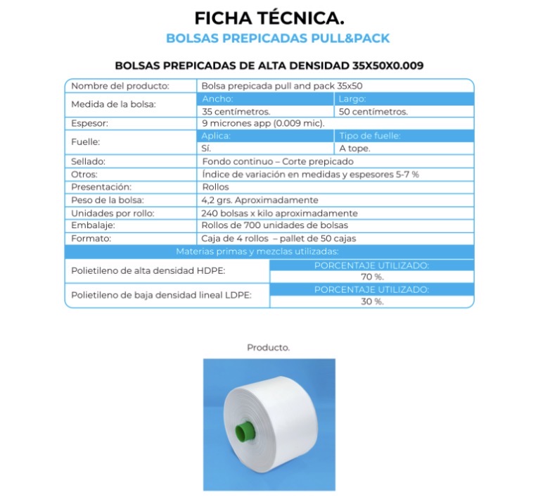 BOLSA PULL&PACK 35X50 700 UN ESTANDAR NACIONAL (1X4)