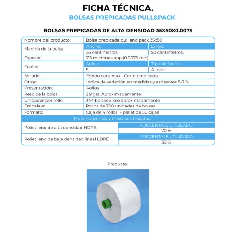 BOLSA PULL&PACK 35X50 700 UN GRUESA NACIONAL (1X4)
