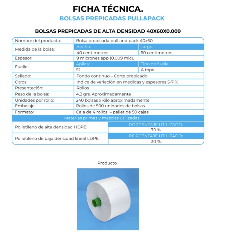 BOLSA PULL&PACK 40X60 500 UN GRUESA NACIONAL (1X4)